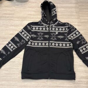 Hooey Black and White Patterned Zip-Up Jacket